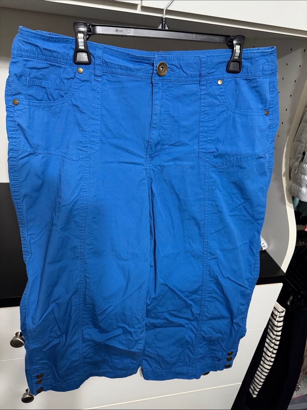 Kim Rogers Blue Casual Skirt with Button Waist
